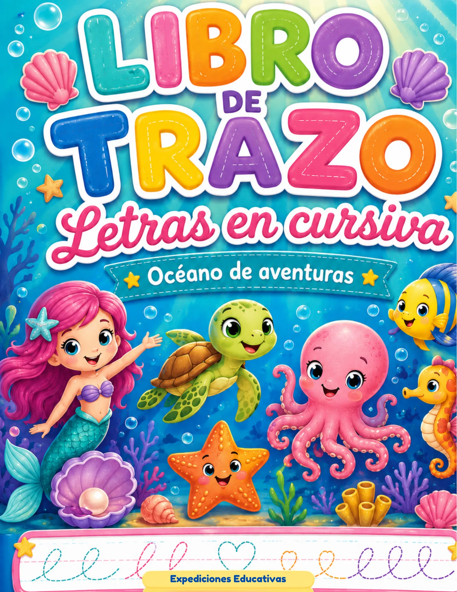 Portada: Libro de Trazo: Letras en Cursiva